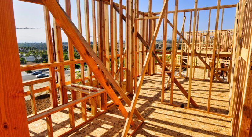 New home construction following wildfire event.