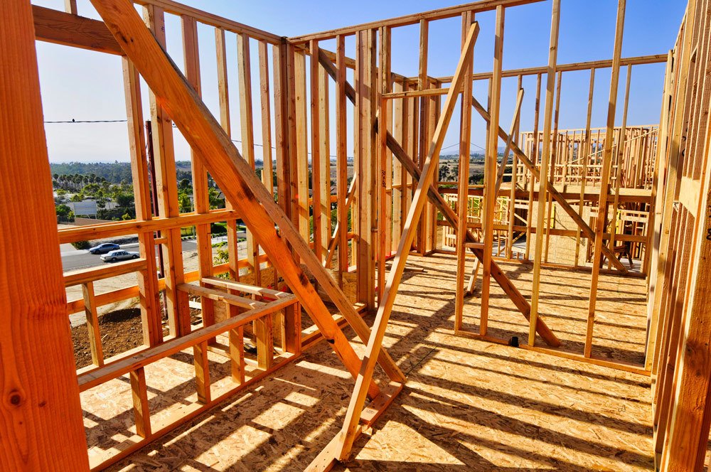 New home construction following wildfire event.