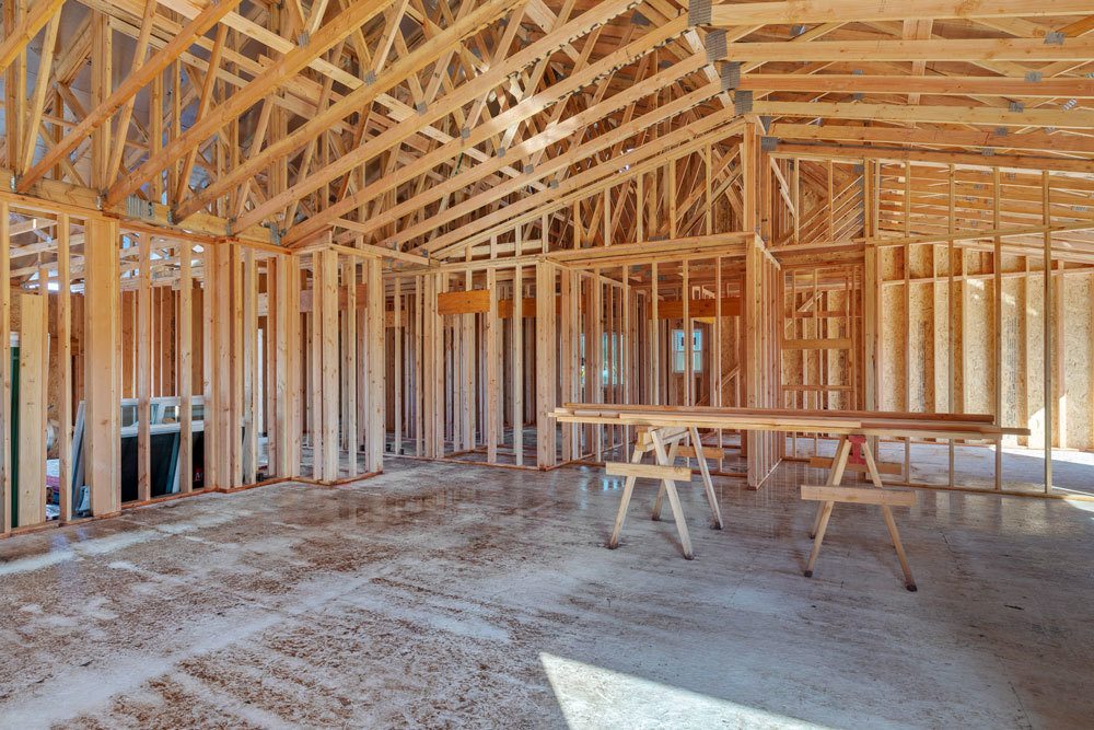 interior view of new home construction in coffey park
