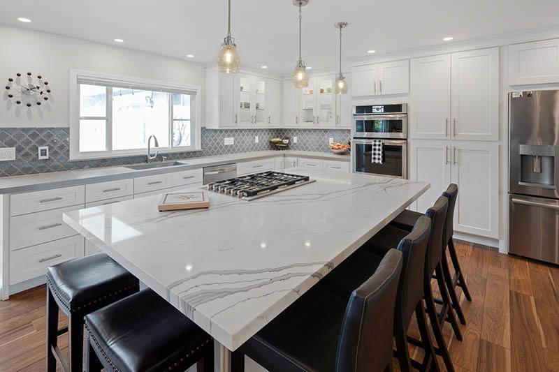 remodeled kitchen with quartz countertop