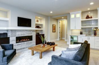 remodeled living room with fireplace insert