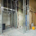 commercial build out or tenant improvement in process with visible metal studs